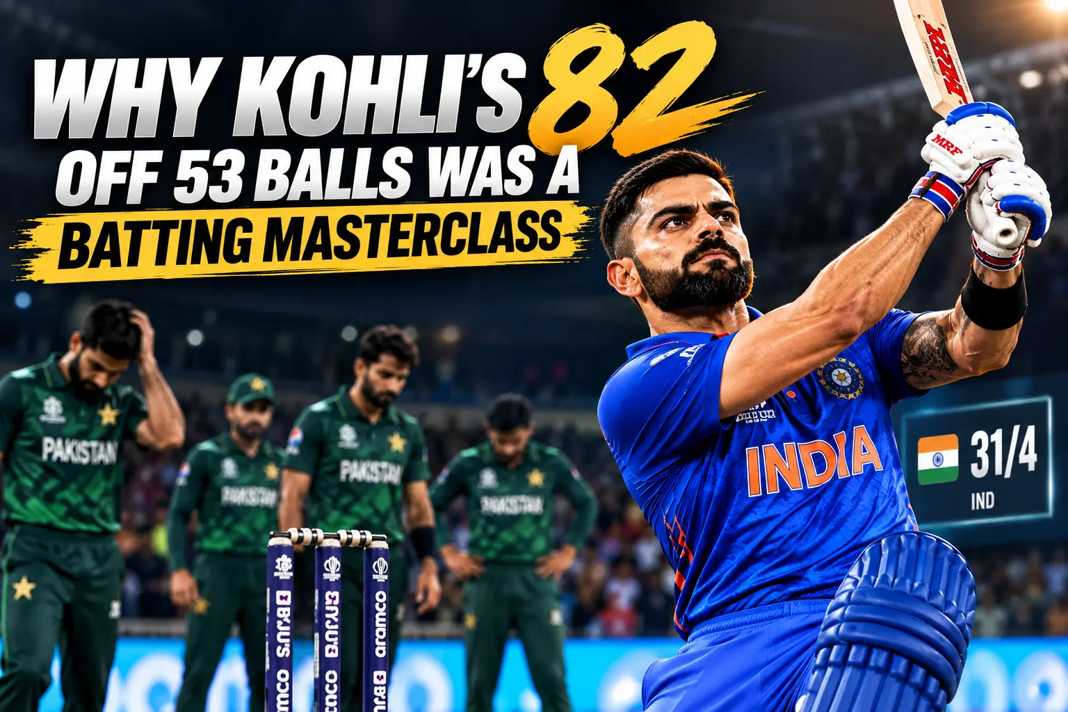 Virat Kohli's iconic 82 off 53 balls vs Pakistan in T20 World Cup 2022.