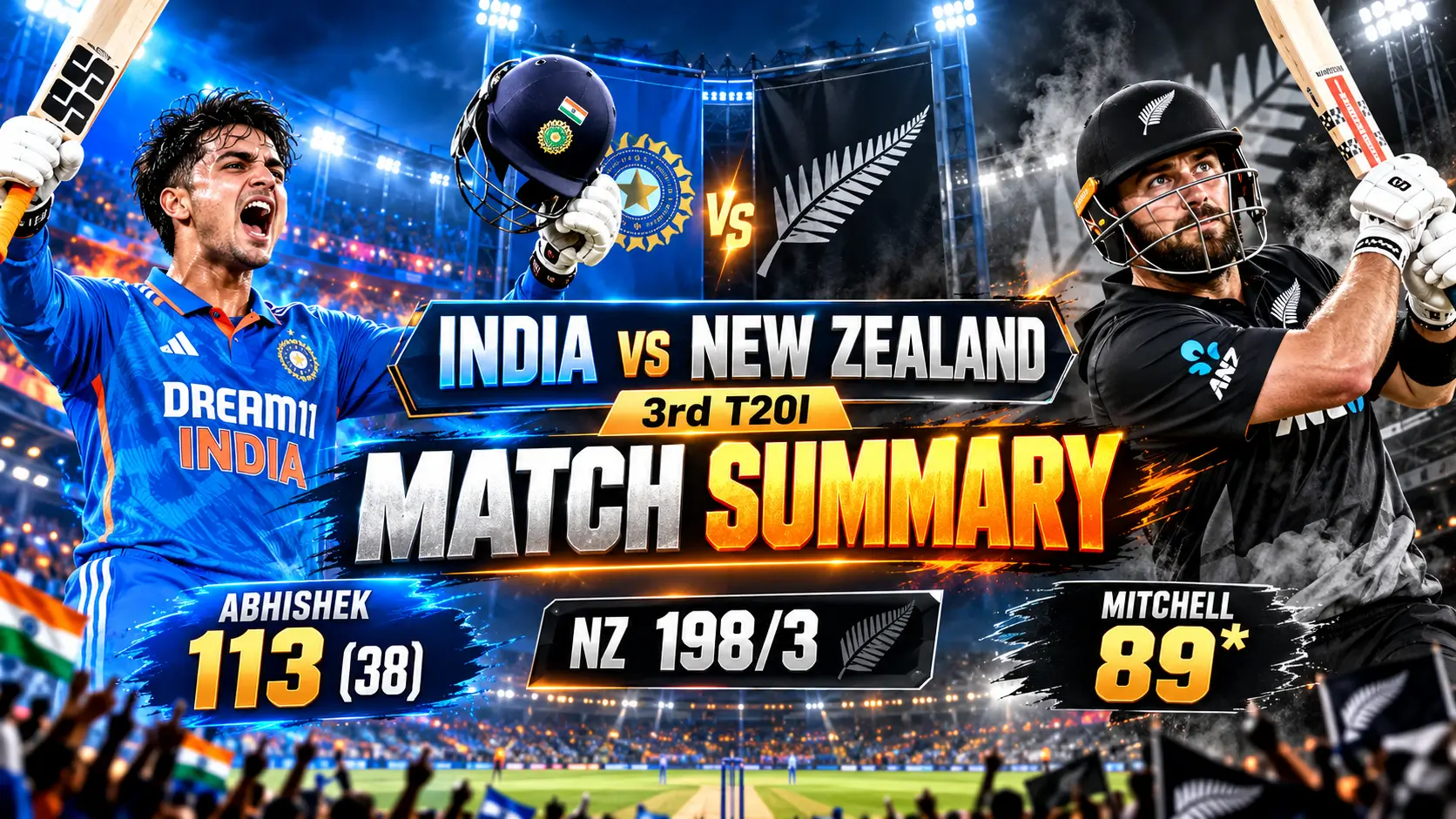 India vs New Zealand 3rd T20I Match Summary