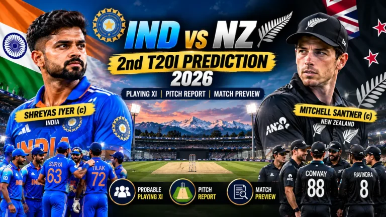 IND vs NZ 2nd T20I Prediction 2026, playing XI, pitch report and match preview.