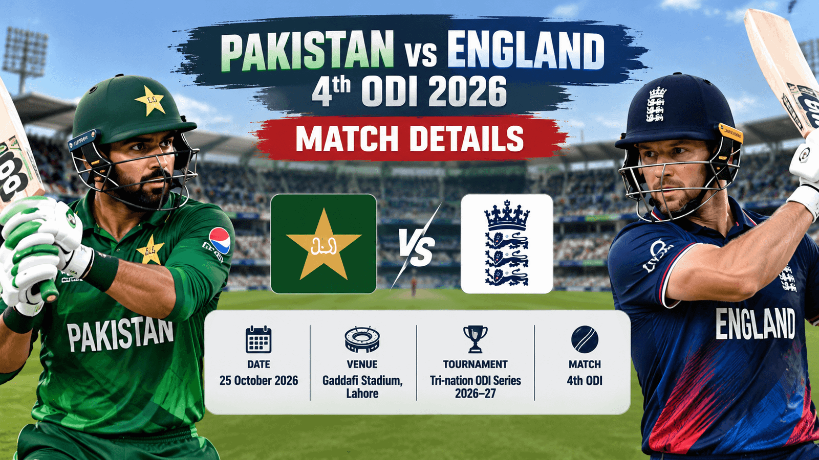 Pakistan vs England 4th ODI 2026