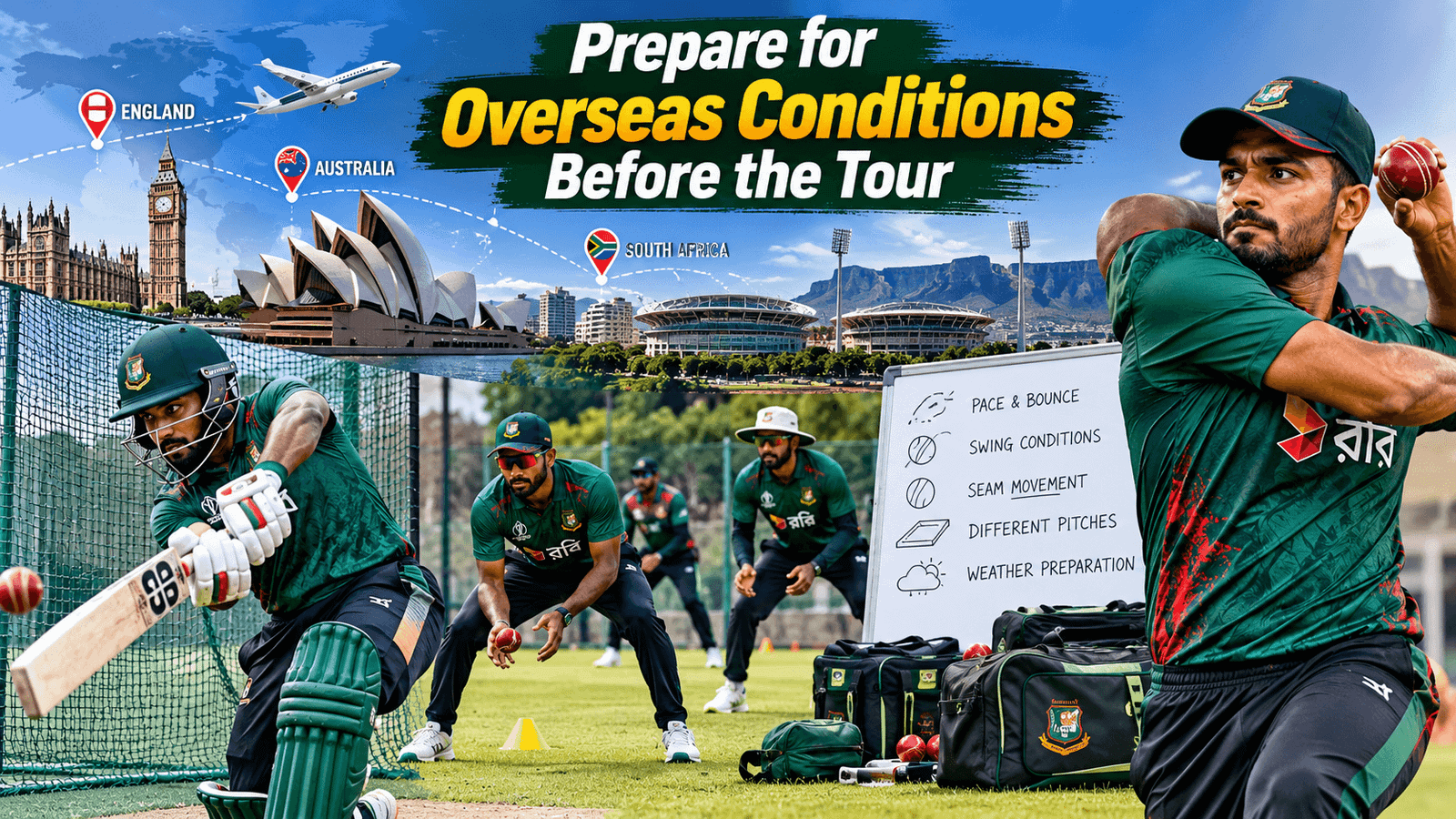 Bangladesh cricket team preparing for overseas playing conditions