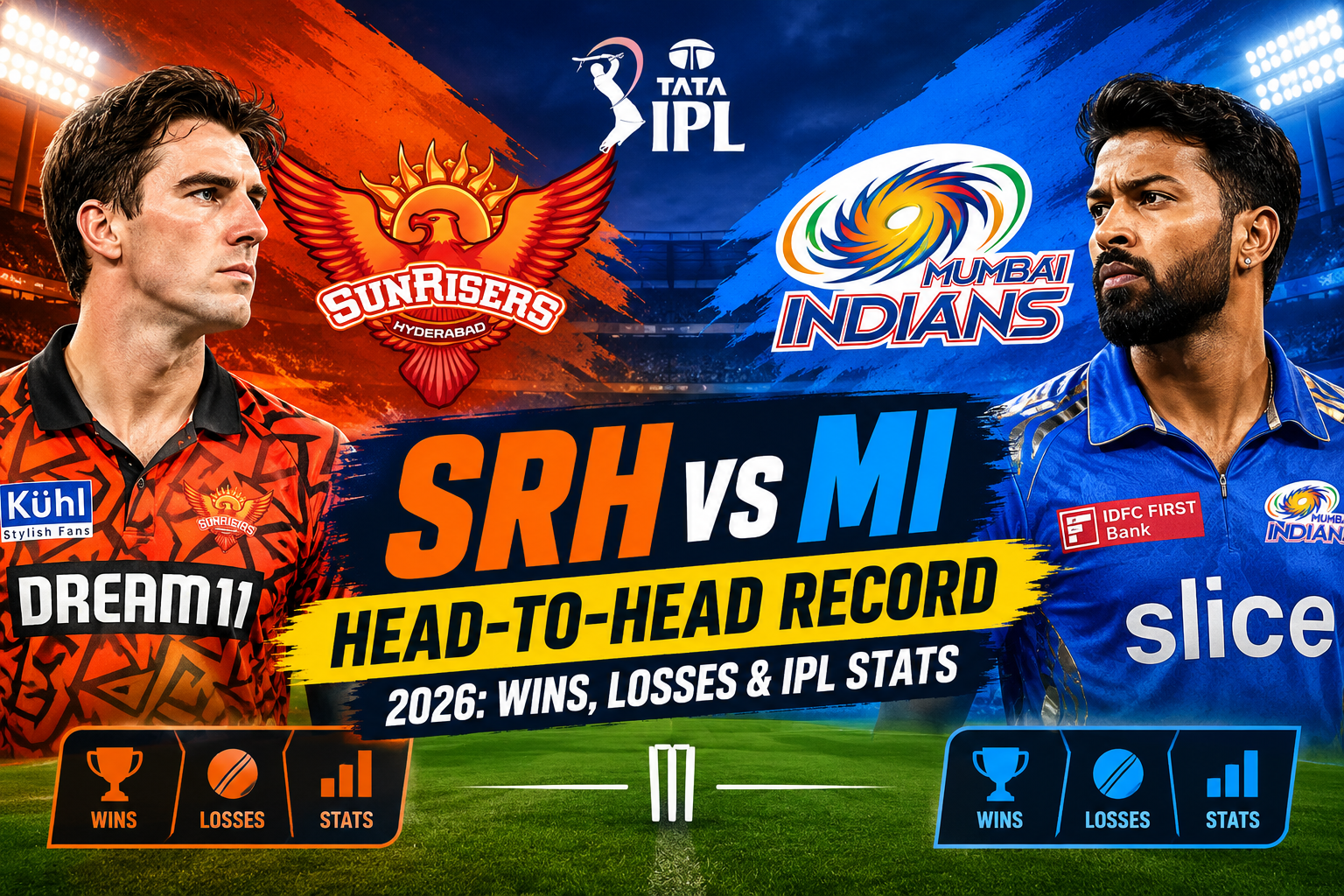 SRH vs MI Head-to-Head Record 2026 Wins, Losses & IPL Stats